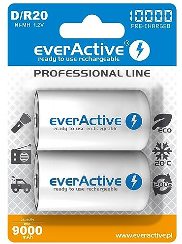 AKUMULATORKI EVERACTIVE 2X R20/D 1.2V 10000mAH