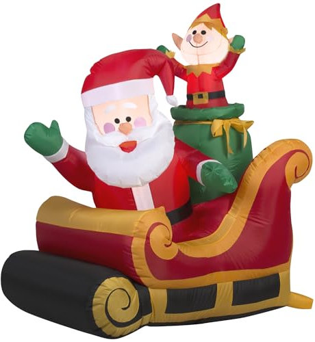 Gemmy Weihnachtsmann mit Schlitten, Mehrfarbig