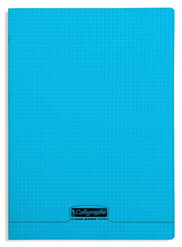 Calligraphe 18382C Un Cahier Agrafé Bleu (une Marque de Clairefontaine) - 24x32 cm - 96 Pages Petits Carreaux - Papier Blanc 90 g - Couverture Polypro Transparent