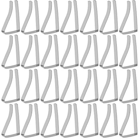 MZMing 24 Packungen Tischdecke Clips Edelstahl Tischdecke Klemmen Clip Set Halterungen Picknick Home-Tisch Klemmen 55mm Große Mund Einstellbar Tischtuch Clips - Silber