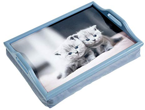 Aidapt Wooden Lap Tray with Handles and Cushion Kittens Design Handles on Side for Great Stability Lightweight Fully Portable, Use in any Room Easy Clean Tray Eat, Read, Work on your Lap Top