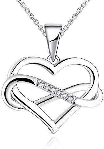 JO WISDOM Damen Kette Unendliches Herz Silber 925,Halskette Anhänger mit 3A Zirkonia April Geburtsstein,Schmuck für Frauen
