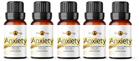 Aroma Energy | Anxiety Essential Oil Blend 50ml (5 x 10ml) - Blend of Lavender, Bergamot & Ylang Ylang | Diffuser, Bath, Candles, Soaps, Aromatherapy | 100% Pure & Natural