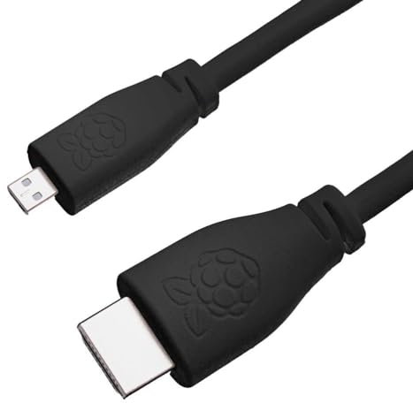 Raspberry Pi offizielles Micro HDMI Kabel, schwarz, 1,0m