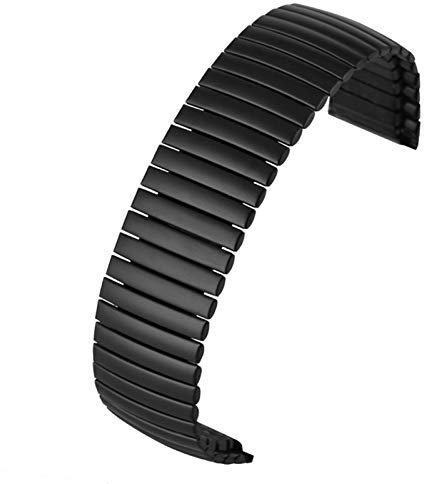 ZXF Uhrenarmband 20 / 22MM Edelstahl-Uhrenarmband-Silber/Schwarz Ersatzband Praktische Dehnbare Länge Keiner Buckle Strap Scrub Armband (Color : Black, Size : 22mm)