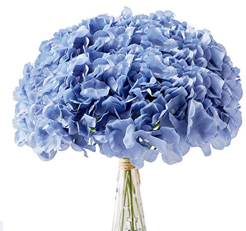 AVIVIHO Hortensias artificiales de seda azul polvoriento, paquete de 10 flores falsas de hortensias completas con tallos para boda, hogar, fiesta, tienda, decoración de baby shower
