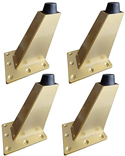 FETZCM 4 Stück Schräge Möbelfüße Metall Tischbeine, Schrankbeine, Kegel Möbelbeine Golden 35cm Höhe für Sofas, Tische und andere Schrankfüße