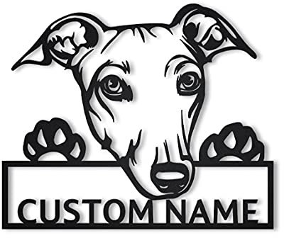 Benutzerdefinierter Name personalisierte Windhund Hund Metallschild Kunst | Benutzerdefinierte Windhund-Metallschild | Windhund-Hundegeschenke | Haustiere Geschenk | Tiergeschenk lustig Gift