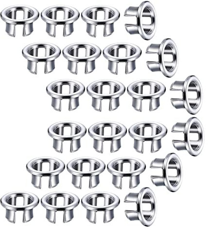 Anneau de Débordement d'Évier,24 PCS Couvercle de Trop-Plein d'Évier en Plastique Bouchon de Débordement Rond Bouchon de Vidange Insert de Couvercle pour Lavabo Salle de Bain Évier de Cuisine