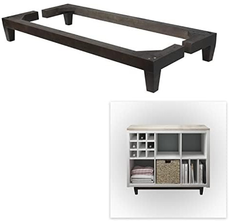 P17 - KALLAX | Set 2 Holzfüße | Farbe: Wenghé | Abmessungen: H. 12,5 cm, L.97 | Holzbeine für Sofas und Möbel