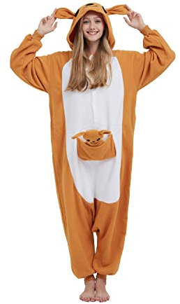 Simzoo Pigiama Intero con Animali per Adulti, Pigiama da Canguro per Uomo Donna, Abbigliamento da casa Unisex Monopezzo