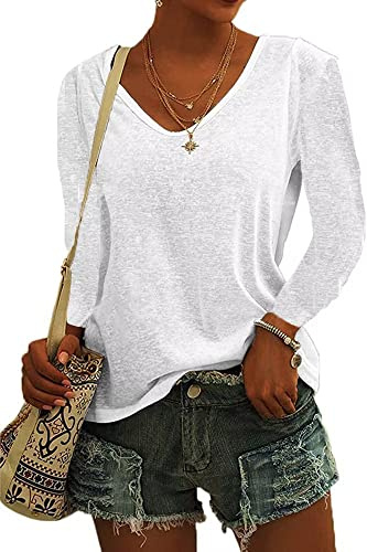 ASKSA Women V Neck Cap Sleeve T-Shirt Summer Solid Color Tank Top Casual Loose Shirts Basic Tee Tops