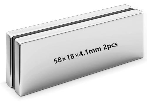 Realth Magnete Bar Neodym Starke Permanente Magnetische 58mm*18mm*4.1mm für Kühlschrank Büro Wissenschaft Projekt und Handwerk 2 Pack(MC602)