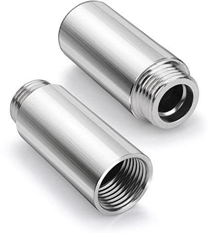 cobee Duschkopf-Verlängerungsrohr, 2 Stück Edelstahl-Badezimmer-Dusch-Verlängerungsarme gerade Duschverlängerungsrohr Handbrause Extrarohr für festen Duschkopf (6 x 2,5 cm)