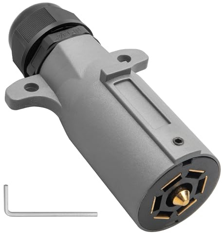 Oyviny Prise de remorque à 7 Broches avec Joint d'étanchéité IP68, connecteur latéral Rond détachable à 7 Voies pour remorque de Style Camping-Car