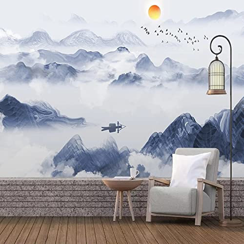 XTSWallpaper Montagnes Fumée Paysages 140X70Cm Papier Peint Adhesif Mural 3D Personnalisé Auto-Adhésif Photo Murale Papier Peint 3D Pvc Auto-Adhésif Imperméable Mural Papier Peint Décoration