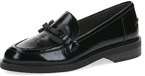 CAPRICE Damen Slipper aus Leder mit Blockabsatz, Schwarz (Black Naplak), 40.5 EU