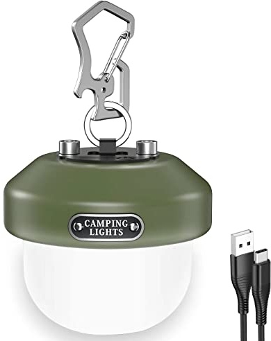 Camping Lantern Rechargeable, Wastou Camping Light USB Portable, Bright Tent Lamp Battery Powered, 6 Light Modes LED Light Waterproof, 150 Lumen, for Camp, Emergency, Power Cuts, Army Green (C5)
