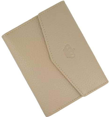 Baur Damen Geldbörse Echt Leder Geldtasche | Geldbeutel mit RFID Schutz | kleines Portemonnaie viele Kartenfächer | Wallet mit Druckknopfverschluss | Portmonee | Damen-Geldbörsen (Taupe)