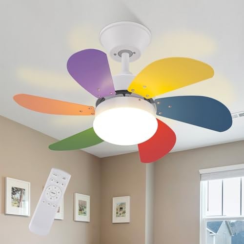 Homefire Ventilatore a soffitto con telecomando Silenzioso - Luce a soffitto 6 pale Ø75cm Luce a soffitto temporizzata Ventilatore a soffitto Estate/Inverno Camera da letto Sala da pranzo/legno