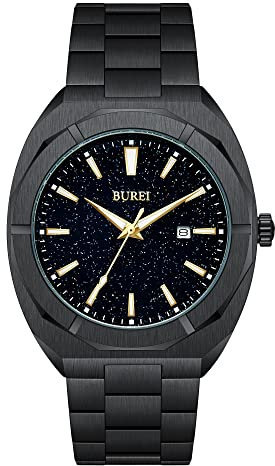 BUREI Fashion Quarzuhr für Männer Uhr analog Datum Uhr mit Edelstahlband wasserdicht Klassische Uhren für Männer