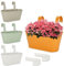 CYEER 4 PCS Metal Balcony Planters for Railing with Detachable Hook, 27cm Over Fence Planters, Hanging Plant Pots Flower Pot Outdoor Garden Pots Fence, Colourful
