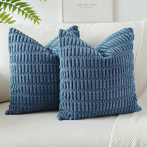JOTOM 2er Set Kordsamt Weicher Kissenbezüge Moderne Kissenhüllen Dekorative Sofakissen Dekokissen Zierkissenbezug für Wohnzimmer Sofa Schlafzimmer Malachitblau 40x40 cm