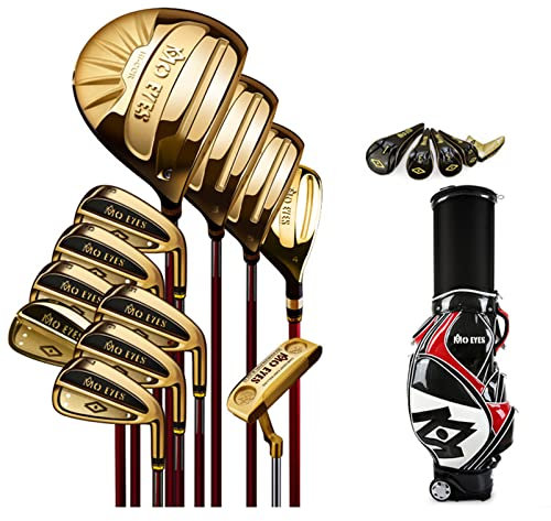 Golfschläger-Set für Herren, Titanlegierung, hoher Rückprall, komplettes Set, 12 Sätze, einschließlich 3 Hölzer, 7 Eisen, 1 Putter, 1 Eisenholz, 1 Tasche, geeignet für Golf zu Hause im Freien (Farbe