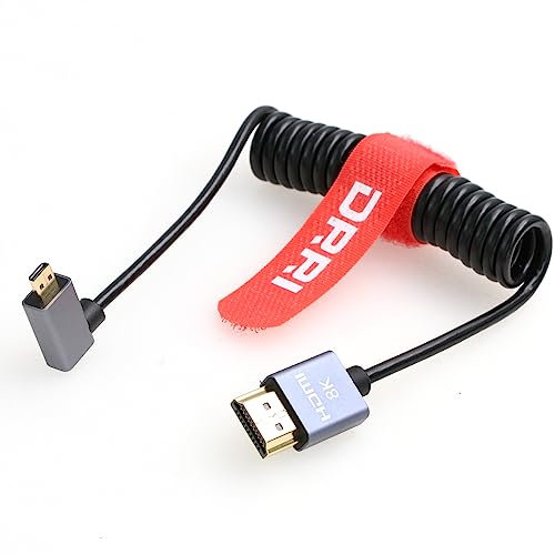 DRRI Cable micro HDMI de alta velocidad 8K en ángulo recto a HDMI 2.1 para Canon EOS R5 FUJIFILM X-T, Nikon Z6 Z9