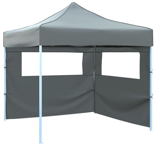 PURADAY Carpa pleglable Pop-Up con 2 Paredes 3x3 m Antracita Carpas para Exteriores Carpa Camping Carpas Plegables Jardin Carpas para Fiestas Carpa Impermeable para Actividades Al Aire Libre