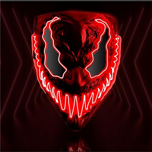 TK Gruppe Timo Klingler LED Venobat Premium Maske rot - wie aus Venobat steuerbar, für Halloween, Fasching & Karneval als Kostüm für Herren & Damen (Venobat-Rot)