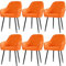 CLGTY Samt Stuhlhussen Mit Armlehne Moderne, Weich Abnehmbar Stuhlhussen Moderne Hussen Für Stühle Für Esszimmer-Orange-B-6 Stück