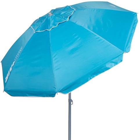 AKTIVE Sombrilla playa antiviento plegable azul Ø200, Con revestimiento plateado y protección UV 50, paravientos playa, sombrilla parasol grande, para-sol playa, sombrillas para p (62238)