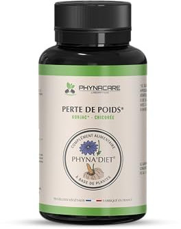 PERTE DE POIDS - COUPE-FAIM NATUREL - KONJAC EXTRA DOSÉ - DIMINUE L'APPÉTIT - 15 JOURS D'UTILISATION - PHYNA'DIET fabriqué et analysé en France, Gélules végétales
