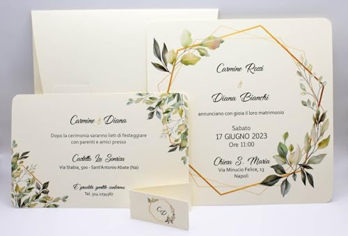 20 Set partecipazioni Nozze Personalizzate inviti Matrimonio Art.070 quantità a scelta