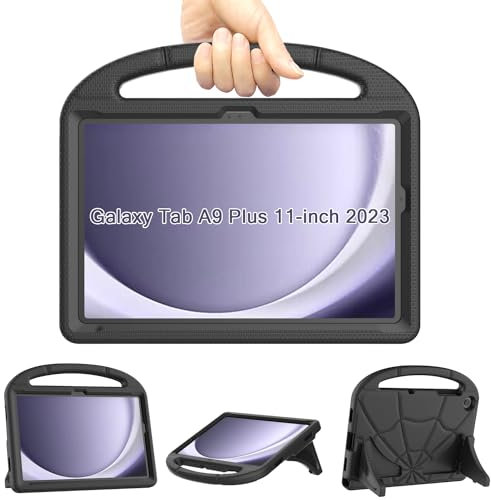 Kids Case for Samsung Galaxy Tab A9 Plus 11 inch 2023, Mansiruyi Lightweight Shockproof Samsung A9+ Plus Tablet Case with Handle Stand for Samsung Galaxy A9 Plus Tablet (SM-X210/X216/X218) -Black