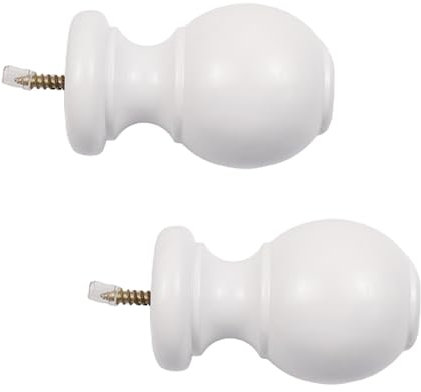 Antrader Endstücke für Gardinenstangen, 2 Stück, Holz, Endstücke für Gardinenstangen, Weiß