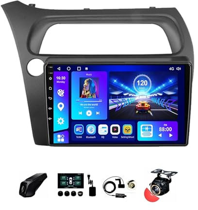 BOJONTN 9 Pulgadas Android 12 Radio de Coche 2 DIN para Honda Civic Hatchback 2006-2011 con Cámara de Respaldo Controles del Volante Bluetooth GPS Navi CarPlay inalámbrico (Size : S600 8+256G)