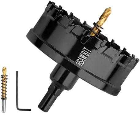 HSAWBIT 95mm Bohrer metall,TCT Hartmetall-Bohrer Schwarz für Löchern in Edelstahl,Eisen,Holz,Kunststoff