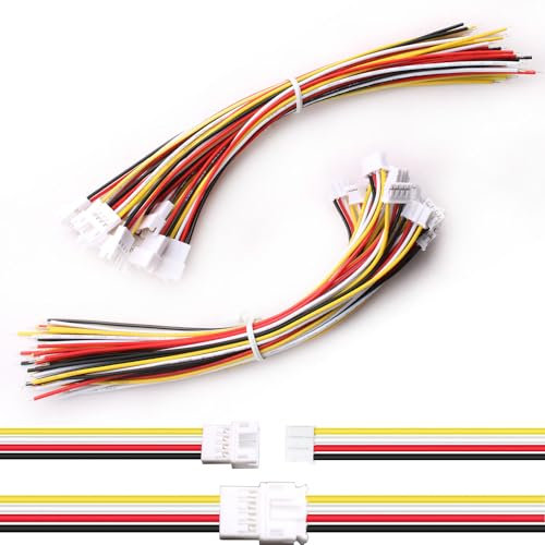 VISSQH 30Pcs(15 Paires) JST 2.0 PH 4 Pin Connecteur Mâle et Femelle,JST Connecteur avec Câble Électrique 150mm 26AWG,Micro JST Connecteur Plug Prise