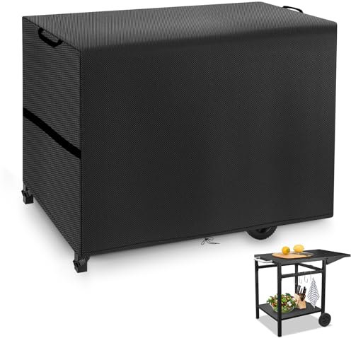 Housse Protection Chariot Plancha Imperméables,Dimension 125x60x90cm,Bache pour Chariot Plancha Coupe Vent,Couverture Chariot Plancha avec Cordon et Poignée,Tissu Oxford 420D (125 * 60 * 90cm,Noir)