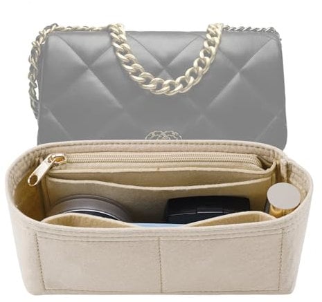 LOUKAYCCI Geldbörsen-Organizer-Einsatz für Chanel 19, große Klappe, Organizer, Handtasche, Beige, Größe L