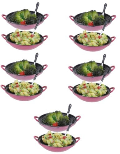 VICASKY 10 Pcs Fried Rice and Vegetables Model Miniature Food Toys Dollhouse Miniatures Children’s Toys Tiny House Mini Stove Miniature Frying Pan Miniature Food Models Mini Food Model Wok