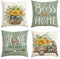 Artoid Mode Eukalyptus Sonnenblumen LKW Sommer Kissenbezüge 4er Set, 45x45 cm Lastkraftwagen Zierkissenbezug Cushion Cover Wohnzimmer Deko