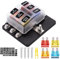 kfz Sicherungshalter Flachsicherung 6-Fach Sicherungshalter LED Sicherheitsanzeige mit 12pcs Standard Flachsicherungen (5A 10A 15A 20A) für Auto, Boot, Boot, Wohnmobil