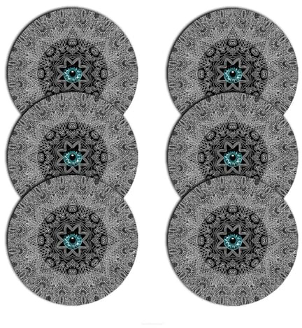Arco Design Tischuntersetzer 6D - mit Muster, 6er Set, Hochwertiger Filz, Rund, 33cm Durchmesser, Waschbar bis 40°C (Look)