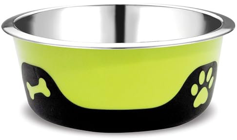 Thermocool Stainless Steel Dog Bowls, Non Slip, No Spill Insulated Dog Bowl, Keeps Food Warm & Water Cold for Dogs, Dishwasher Safe (Green, Large 32 Oz)