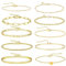 Uwiyo 10Pcs Gold Chain Bracelets Set for Women, Gold Plated Boho Stacking Bracelets Link Chain Paperclip Twist Figaro Herringbone Round Snake Chain Bracelet for Women Girls (Gold Bracelet Set 2)
