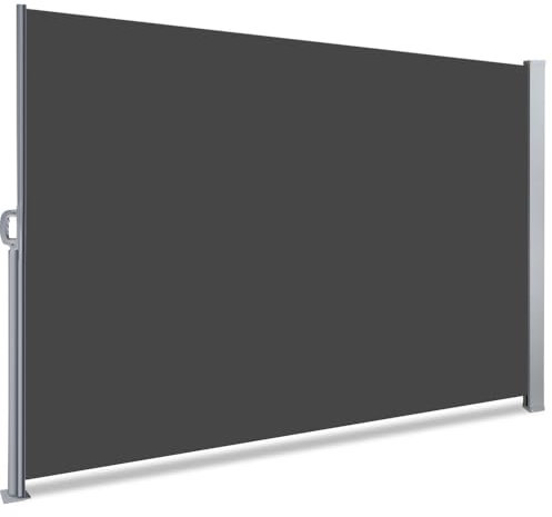 VOUNOT Retractable Side Awning, Outdoor Privacy Protection Screen for Garden, Balcony, Terrace, 140 x 300 cm, Dark Grey
