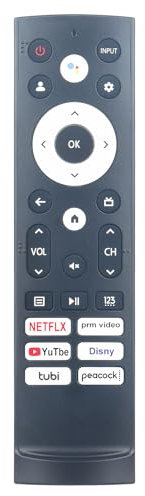 AULCMEET ERF3M90H Neu Replace Voice Remote passend für fit for Hisense 4K ULED Smart Google TV 75U7H 85U7H 55U7G 65U7G 75U7G 65A66GUA 65A53FUA 55A53FUA 50A53FUA 43A53FUA